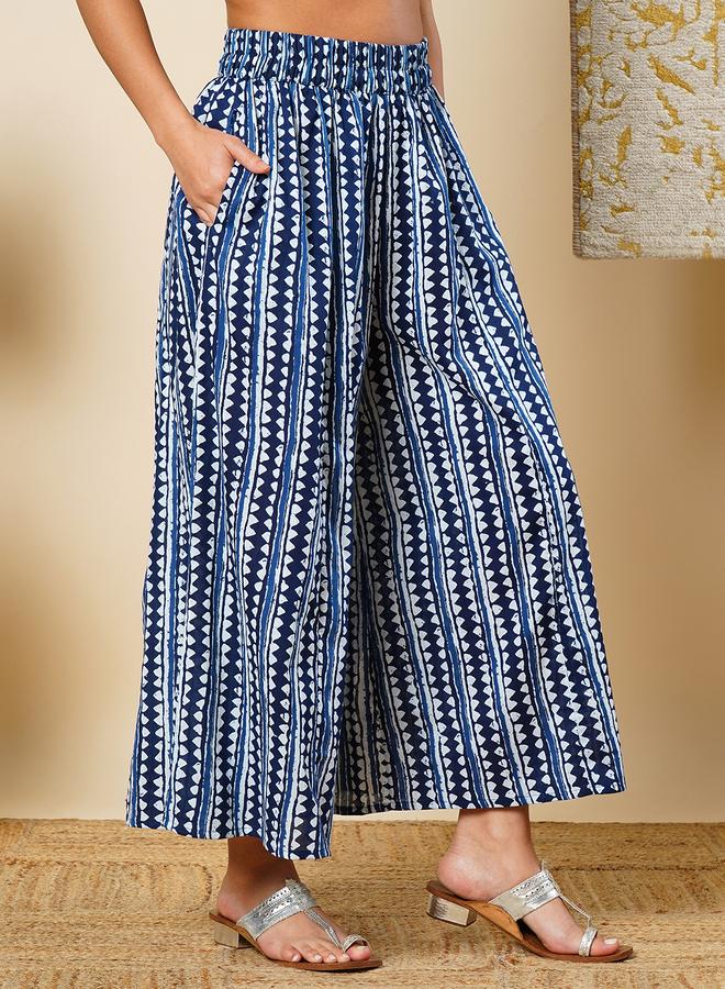 جلو باص بنطلون بالازو تراثي بطبعة هندسية - Image 5